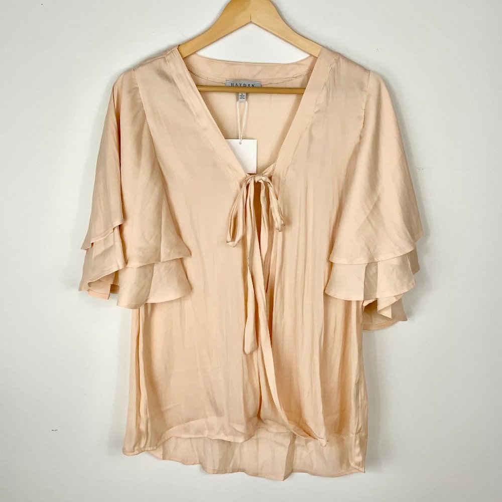 Champagne Tied Tiered Blouse